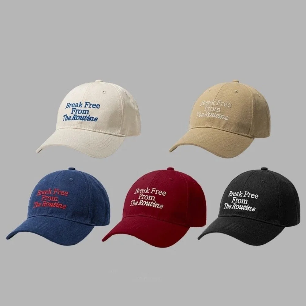 Lässige bestickte Baseballkappe mit Schriftzug, einfarbig, Snapback, Sonnenhut, gebogene Krempe, verstellbare Entenschnabelkappe für Damen und Herren