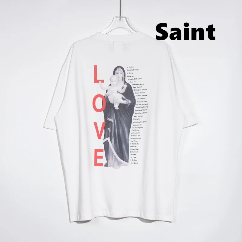 

SAINT 2024 T-shirt Round Neck Loose Fitting printing Casual short sleeved high street sleeved hoodie Casual High Quality