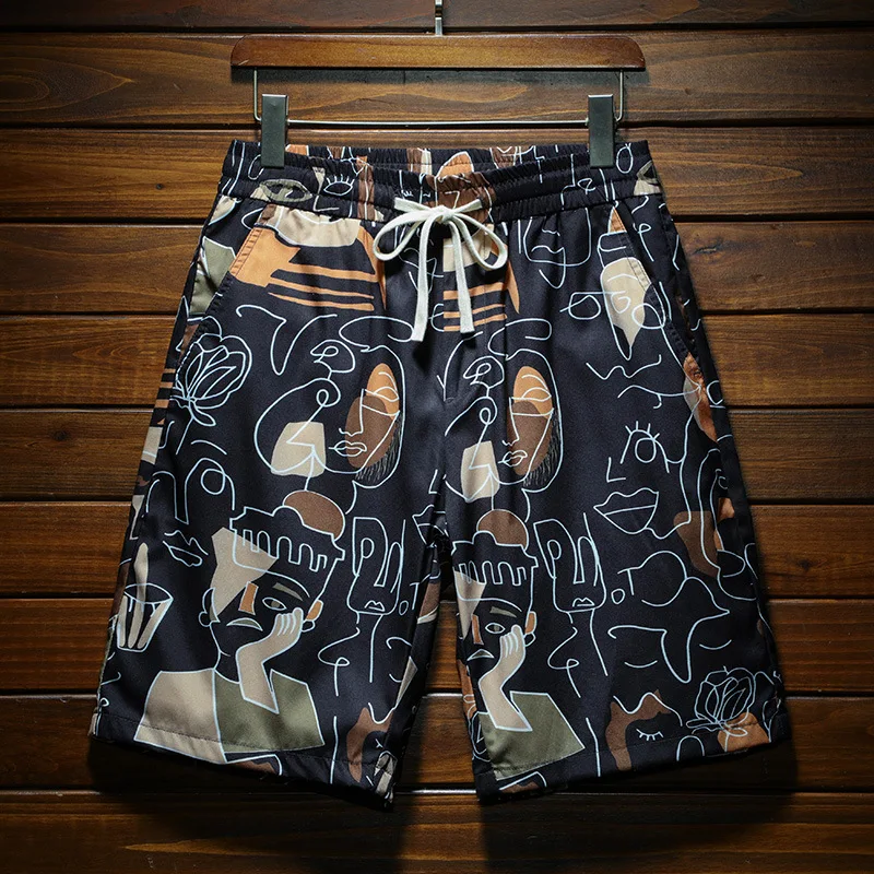 Beach Shorts Men2024Summer Lightweight Breathable and Loose Versatile Fashion Printed Stretch Street Trend Outdoor Cropped Pants 3