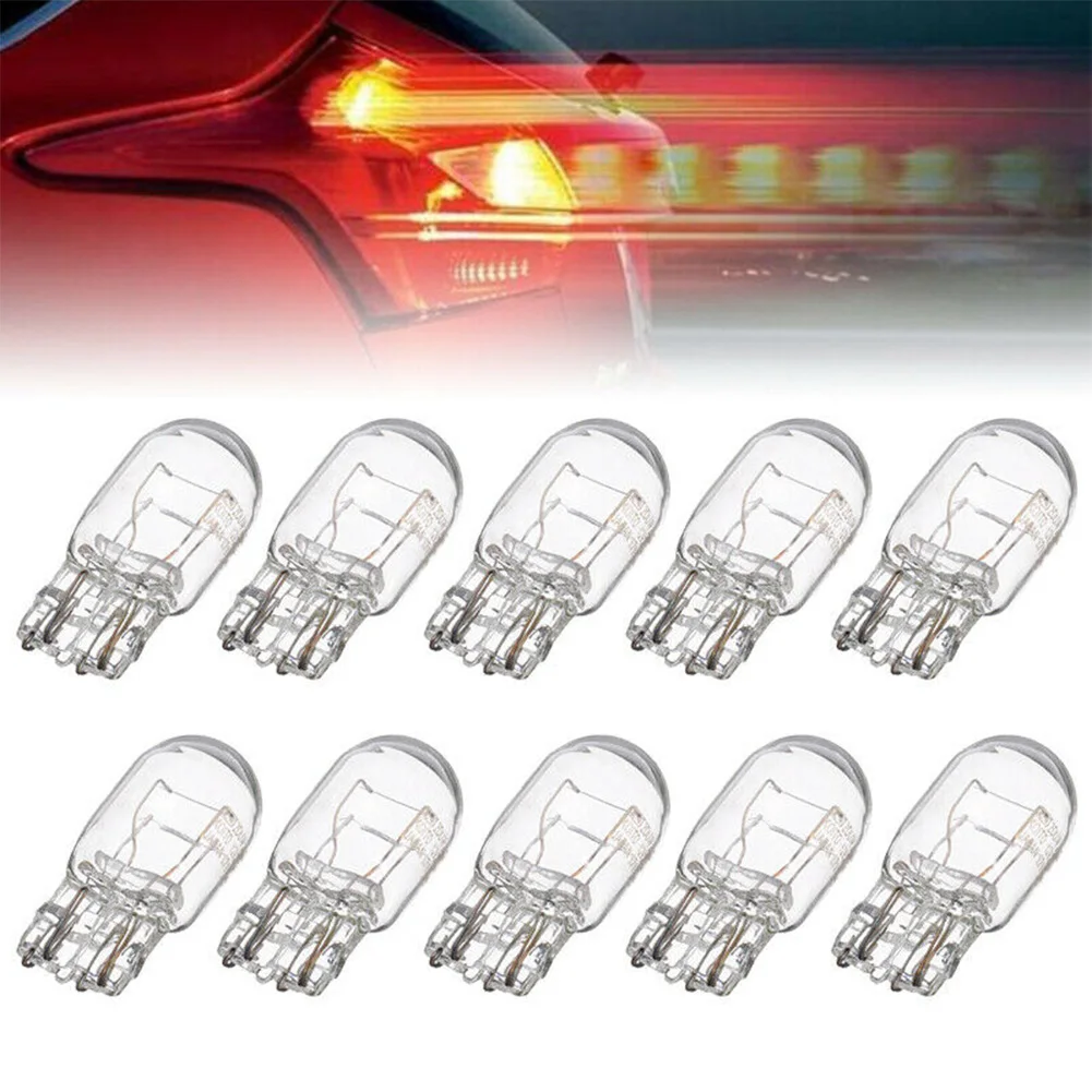 

10 Pcs T20 7443 1891 21/5W Auto Halogen Lamp Marker Wedge License Plate Light Bulb Instrument Light Clear Glass Turn Signal Stop