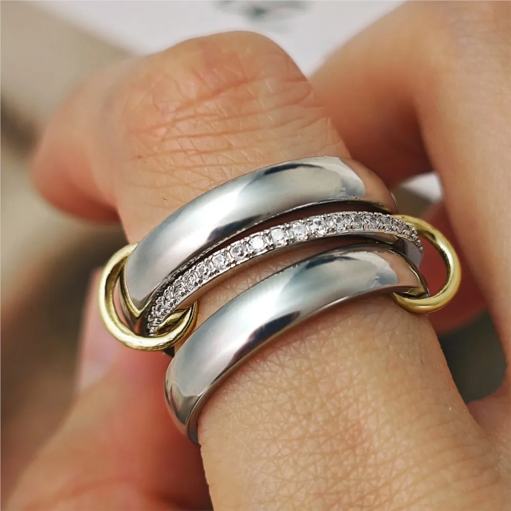 Eternllery 4mm Stainless Steel Cubic Zirconia Eternity Band - Classic Plain Stackable Wedding Ring