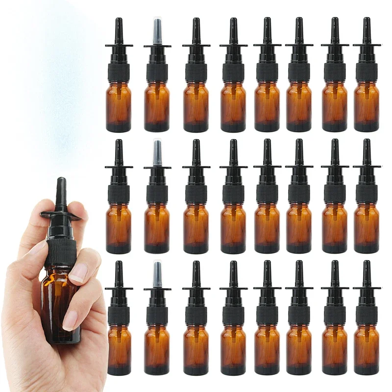 10ml Amber Nasal Spray Bottle Glass Nose Mist Sprayer Press Spray Head Empty Bottles Refillable Glass Atomizer 6/10/20/50pack spray bottle,refillable spray bottle,refillable bottle,refillable empty bottle,refillable perfume bottle,refillable cosmetic bottle,refillable bottle set,cosmetic bottle set,makeup empty bottle,cosmetic bottle,cosmetic dispenser bottle