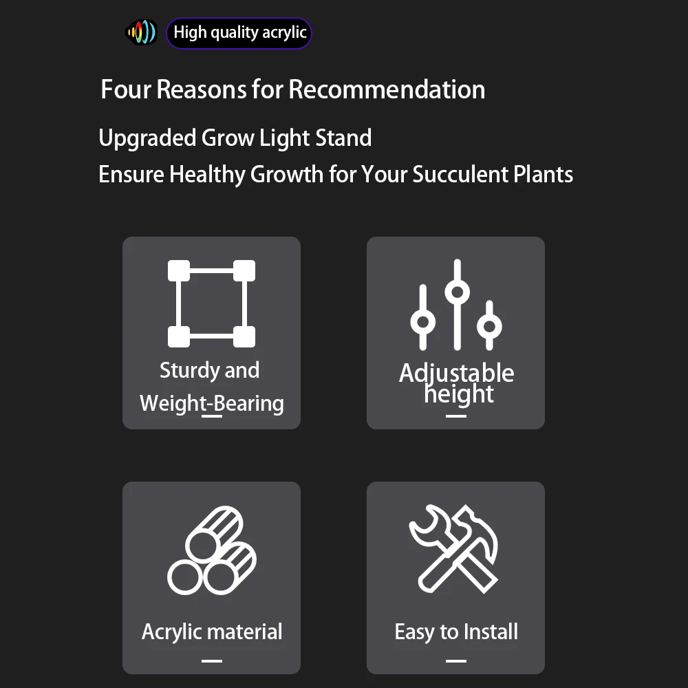 T8/T20 Plant Light Tube Vertical Stand Adjustable Height Acrylic Holder plant light tube holder