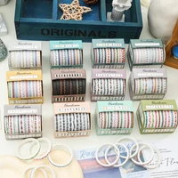 10 Rolls Skinny Washi Tape Set Masking Thin Basic Patterns Decorative Tapes for Arts, DIY Crafts, Journals, Planners, Scrapbook 1