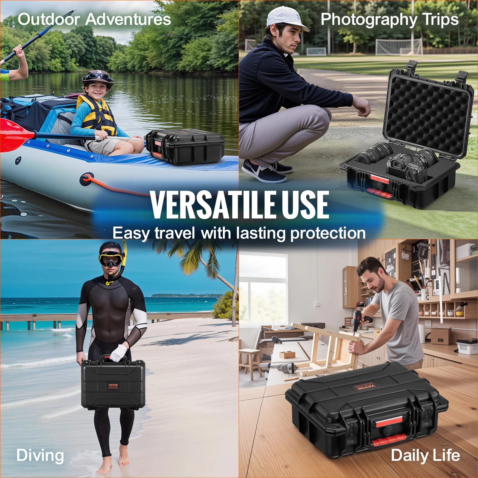 Waterproof Hard Case with Pre-cut Foam for Travel and Outdoor