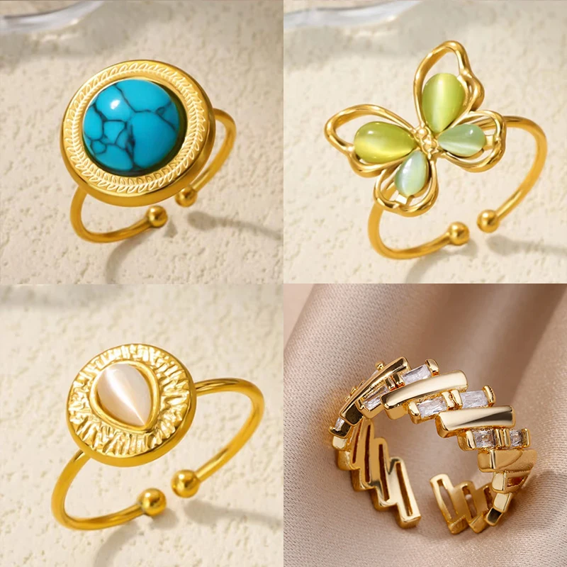 Butterfly Rings Geometric Opening Finger Ring