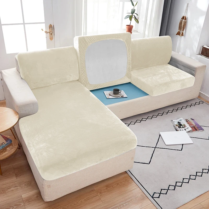 thumbnail image 1 of Funda de asiento de sofá de tela de terciopelo para sala de estar, funda de cojín elástica, funda de sofá suave, Protector de muebles para el hogar, 1 of 5