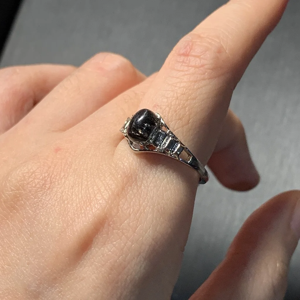MM Natural Black Rutilated Quartz Ring Adjustable Female Jewelry for Women Gift Wholesale High Quality Vintage Fine