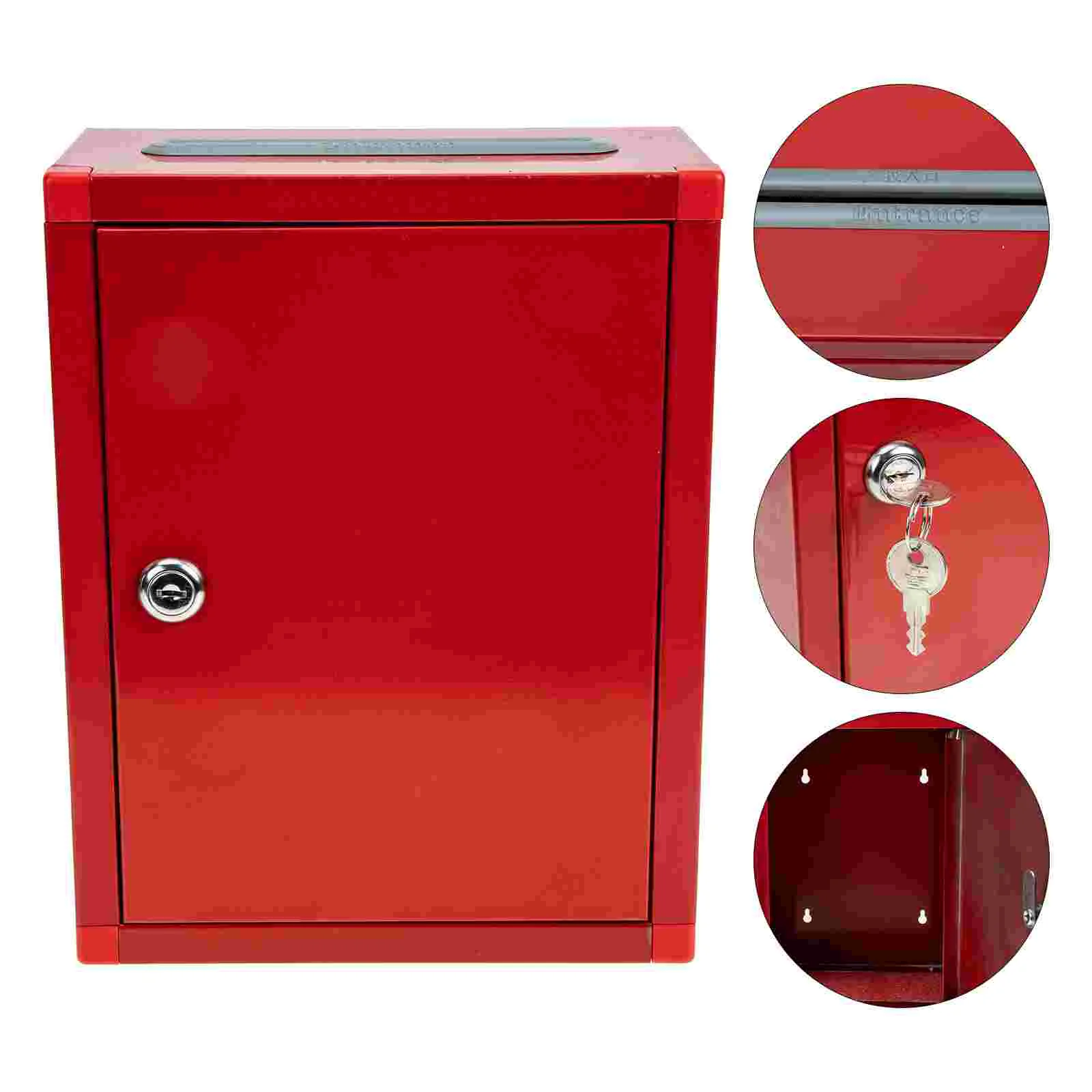 1 Set Public Fundraising Box Office Letter Box Stainless Steel Donation Box with Keys