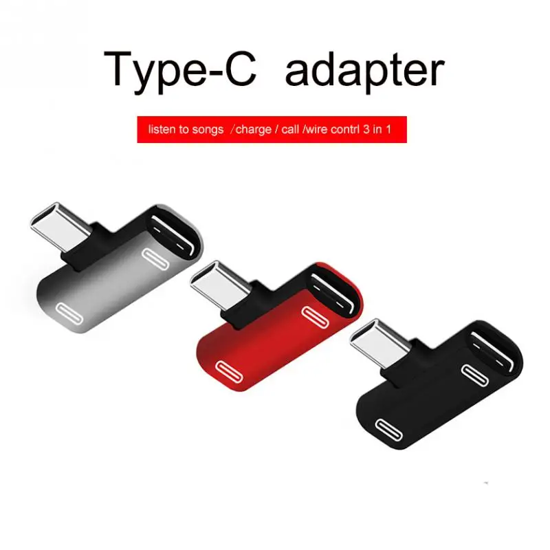 2 In 1 USB C Splitter Type C Male To Dual Type- Female Audio Connector Headphone Charging Adapter