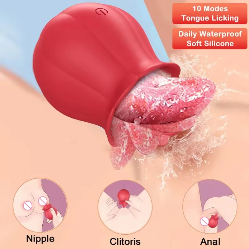 Leistungsstarke Zunge Lecken Vibrator Frauen Klitoris Stimulator Massage Weibliche Oral Nippel Klitoris Vibrierende Rose Sex Spielzeug für Erwachsene 1