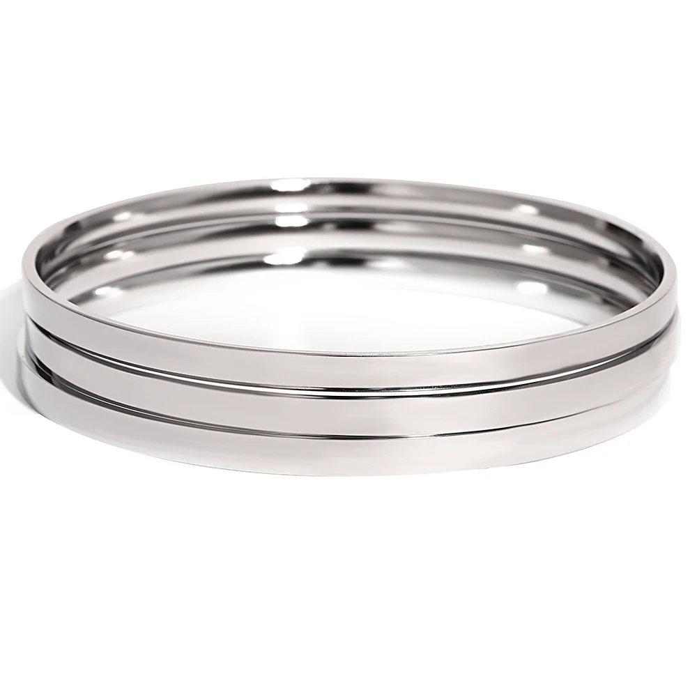 3Pcs/set Glossy Bangle Bracelet Stainless Steel Plain Hoop Bracelet for Women Jewelry Minimalist Style Cuff Waterproof Jewelry 5