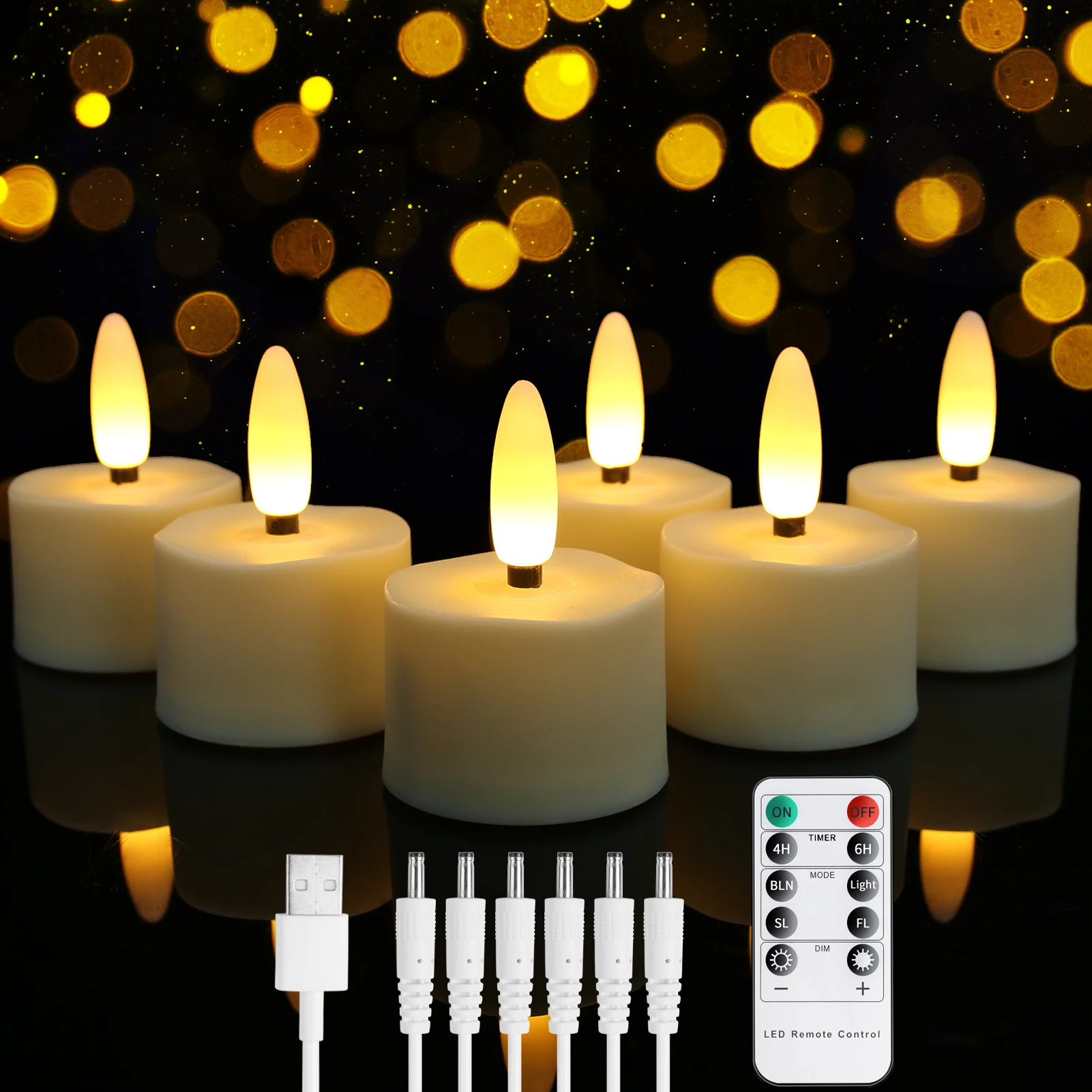 Rechargeable Flameless LED Tea Lights with Remote Control - Realistic Flickering for Home, Holiday, and Wedding Decor