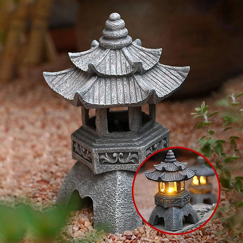 Outdoor Solar Lights, Chinese Zen Stone Pagoda Pieces, Garden Landscape Lights, Small Palace Lights, B & B Decorative Lights 2