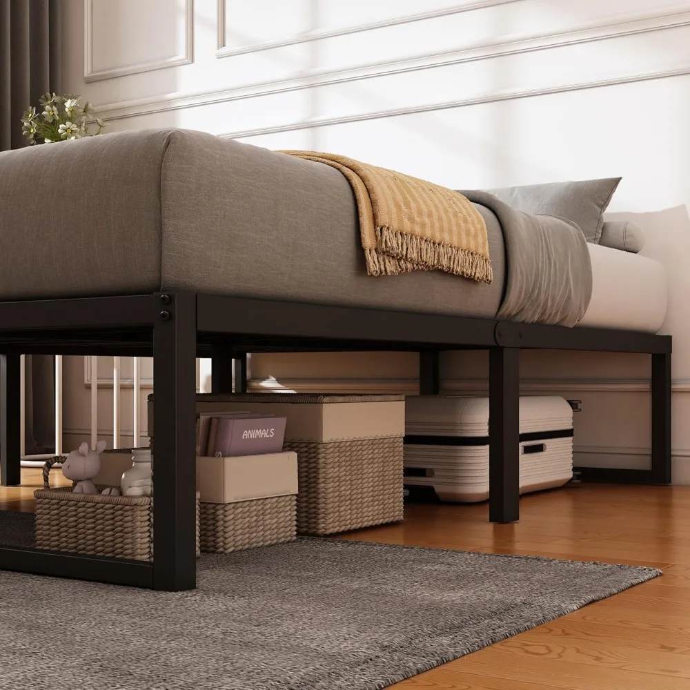 18 Inch Queen Bed Frame, No Box Spring Needed, Heavy Duty Metal Platform Queen Size Bed Frame 6