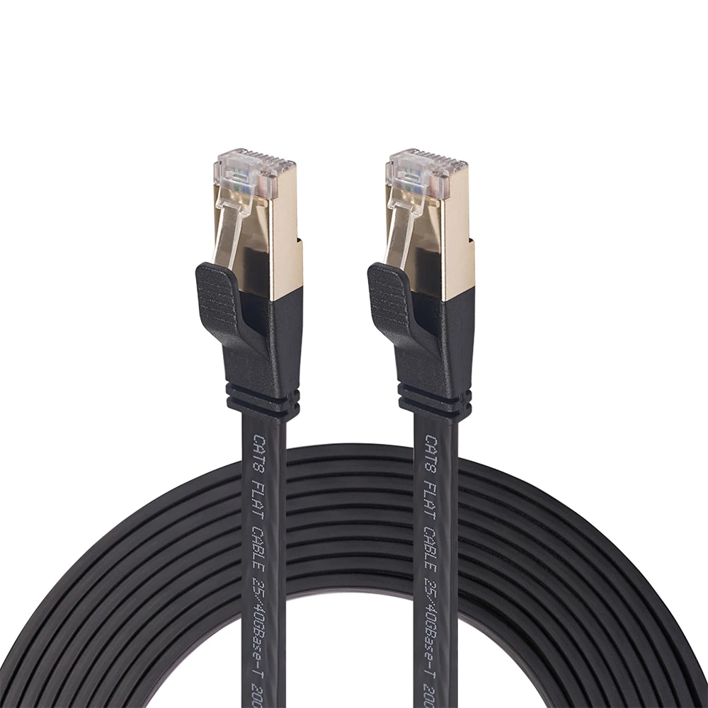 Andifany Double-Shielded CAT8 Type Network Cable Gigabit RJ45 Crystal Head Flat Type Uses 28Awg Oxygen-Free Copper 10M Andifany Double-Shielded CAT8 Type Network Cable Gigabit RJ45 Crystal Head Flat Type Uses 28Awg Oxygen-Free Copper 10M