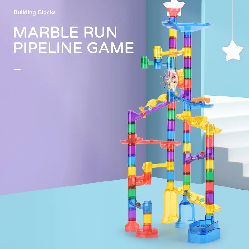 Marble Running Suit Children's Maze Building Block Puzzle Assembly Transparent Track Marble Parent-child Building Block Set