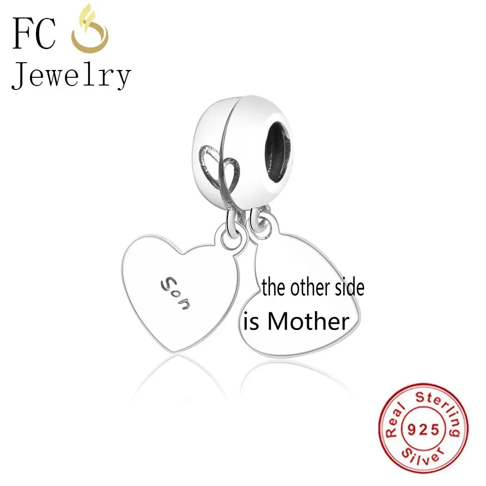 

FC ювелирные изделия подходят оригинальные брендовые шармы браслет Pulsera 925 Стерлинговое Серебро две половины букв сердце сын бусины подвеска Berloque 2019