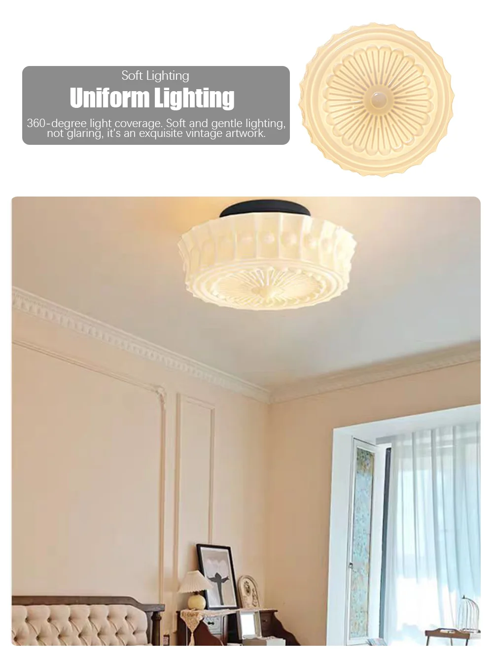 Description Picture 5 of itemModern Glass Living Dining Room Chandeliers Creative Round Led White Pendant Light Study Bedroom Kicthen Lamp Home Decor Fixture