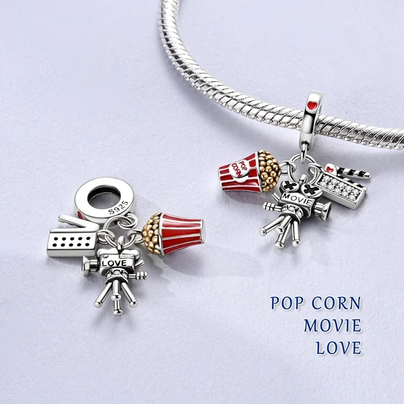 Red Series Charms Perlen Anhänger 925er Sterlingsilber Koffer Rotwein High Heels Kirsche Charm Fit Original Armband Frau Schmuck – Detail 11