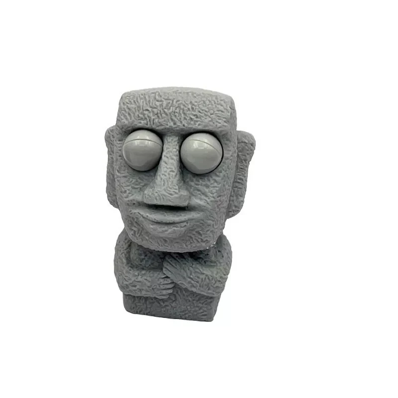 1PC Slowly Rebounds Moai Statue Squeeze Eyes Interested Expression Relaxes Stress Children's Gift Stone Man Releases Stress Toy 5