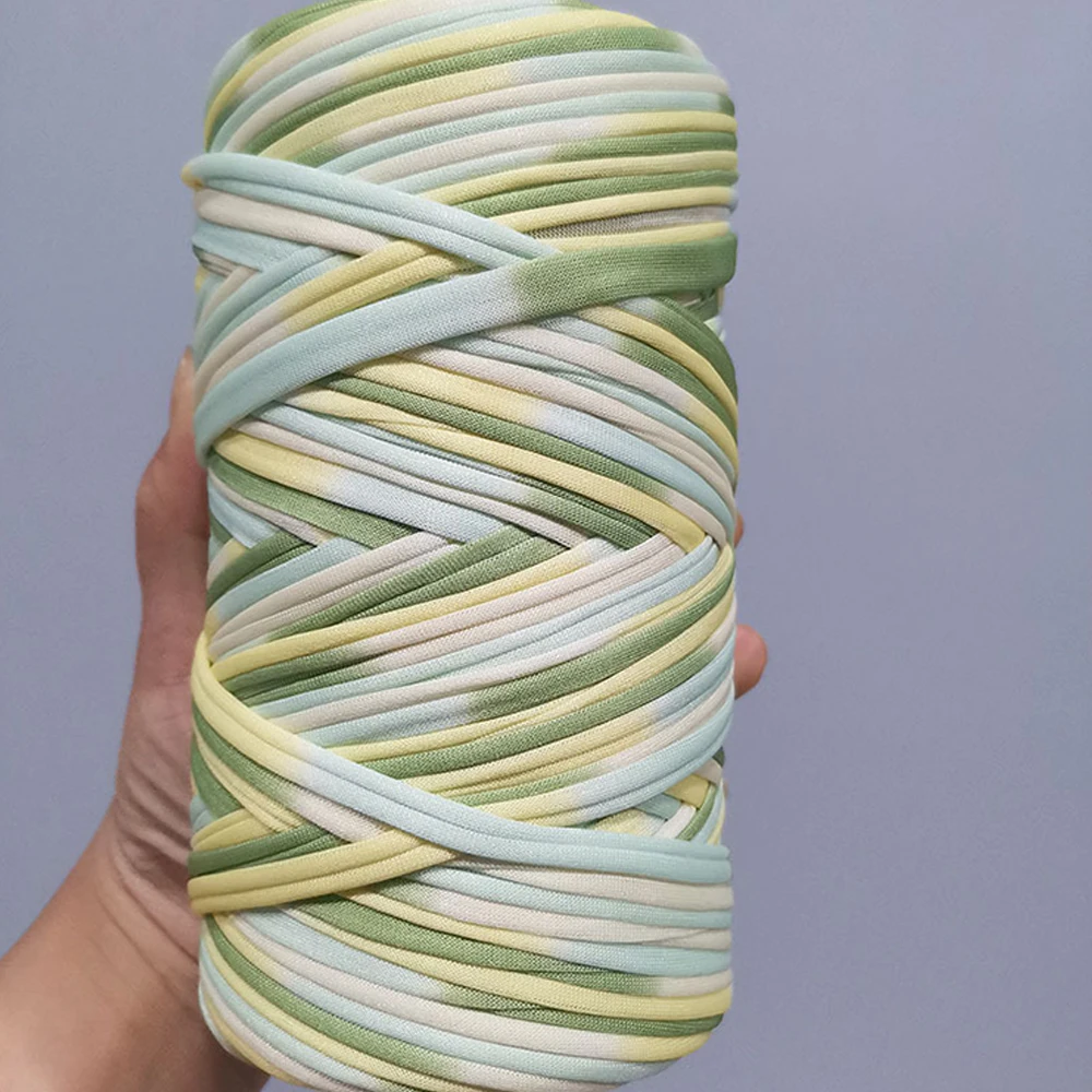 300g T-shirt Cotton Yarn For Knitting DIY Soft Wool Crochet Bag Blanket Cord Section Dyed Rainbow Weaving Thread Puffy 150 Meter 2