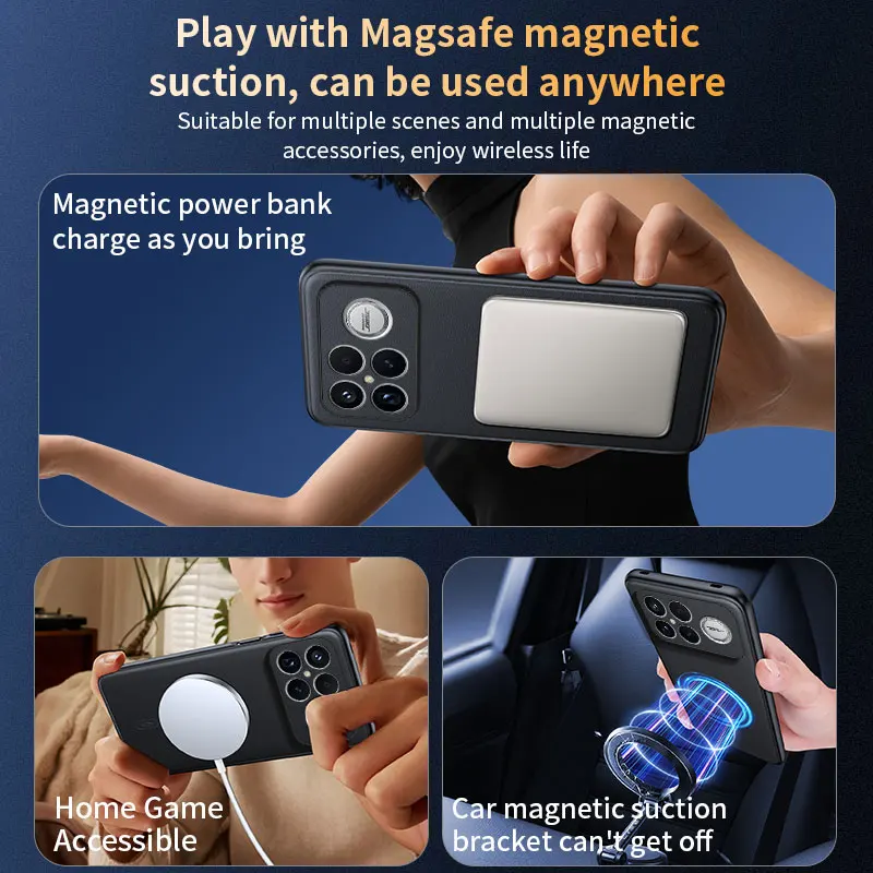Magnetic Leather Shield Case with Anti-Fingerprint Non-Slip Grip