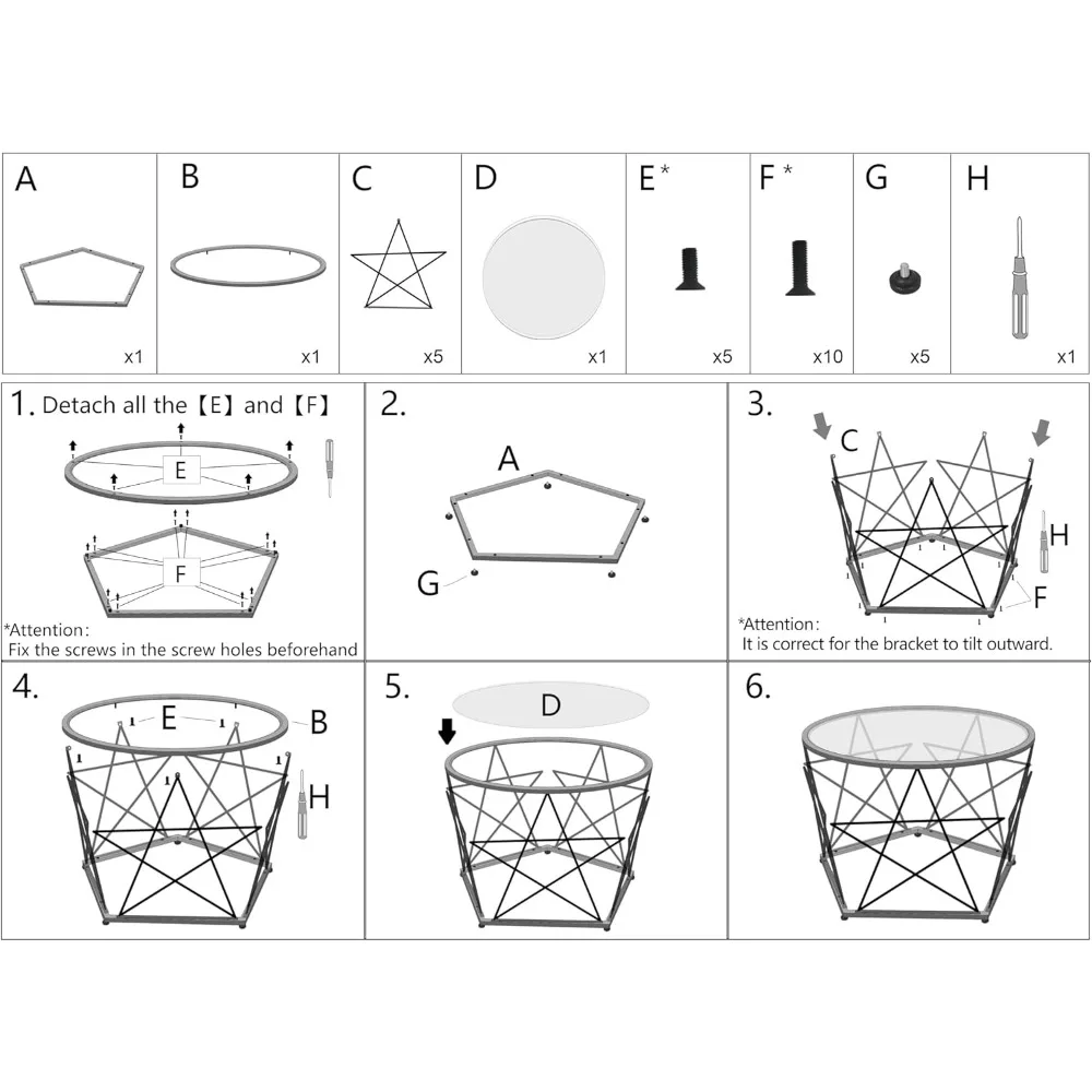 Round  Coffee Tables,Glass Coffee Table,Metal End Tables for Living Room 6