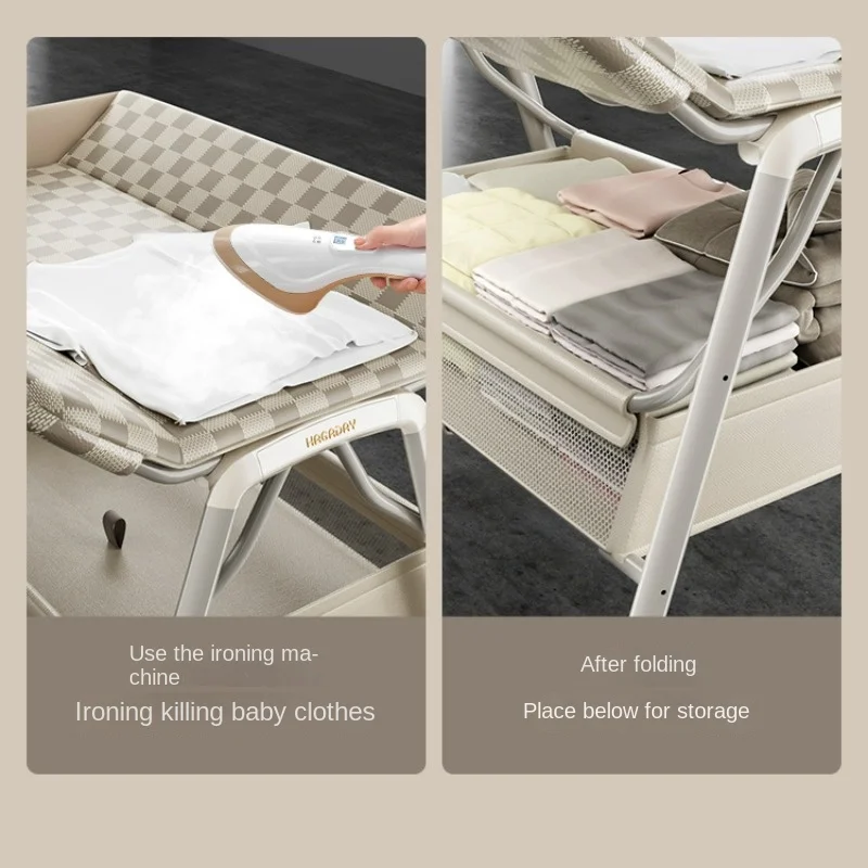 Baby Diaper Table,multi-functional PU Leather Baby Care Tables,newborn Bath Crib Changing Table with Silent Universal Wheel