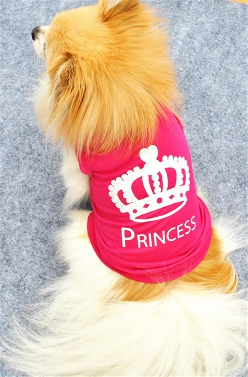 

1 Pcs Cute Pet Puppy Dog Coat Crown Princess T Shirt Shirt Vest Dress Clothes Four Size for Choice Random Color Black Friday