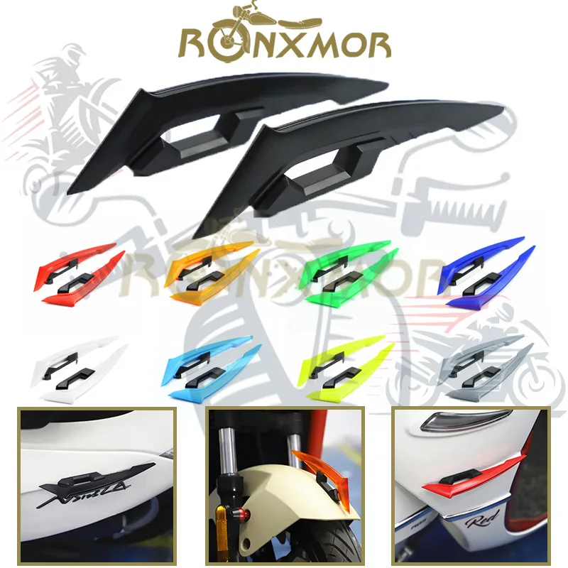 

1 пара мотоциклетных передних обтекателей RONXMOR, универсальные боковые спойлеры, динамический спойлер, крыло, украшение крыльев