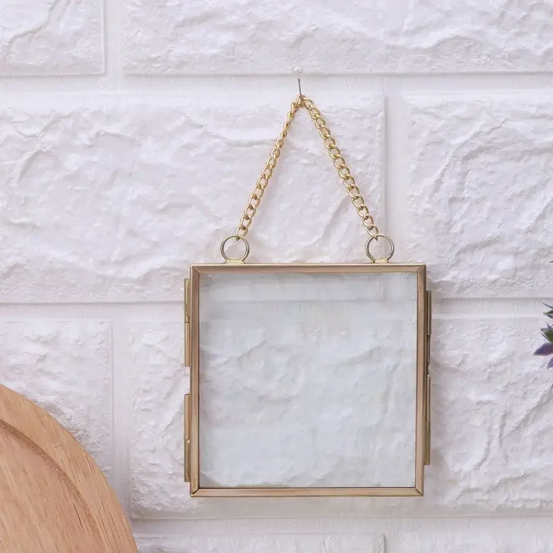 DIY small photo frame for plant specimens, picture holder with transparent glass and metal frame, wall-mounted photo display.