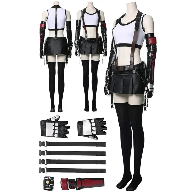 

Final cosplay fantasy VII Tifa buckart cosplay costume women Girl outfit sports vest skirt full set Halloween carnival