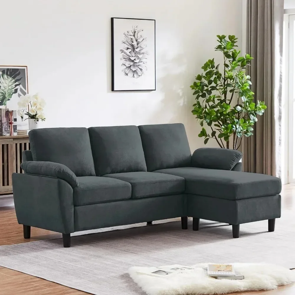 

79" Convertible Sectional Sofa, Modern L Shaped 3 Seat Couch with Reversible Ottoman for Living Room