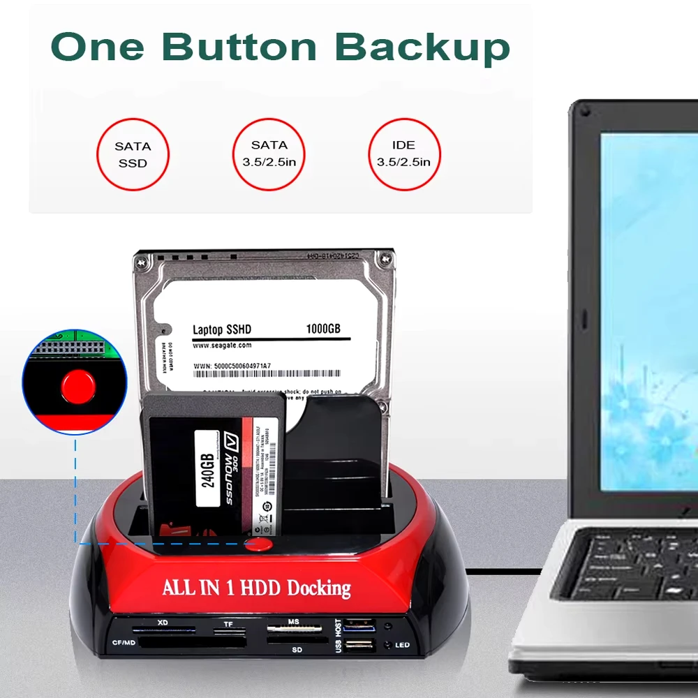 Dual Slots To Inch SATA SSD HDD Docking Station