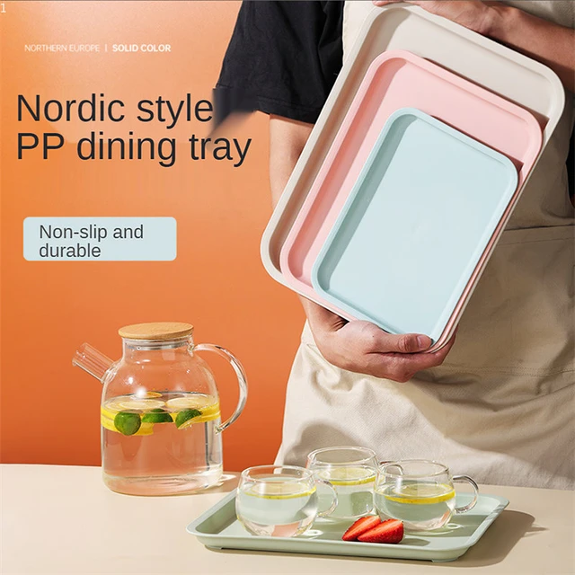 Nordic PP Pallet Plastic Tray Food Bread Pan Green Rectangular Storage  Household Kitchen Supplies Hotel Service Tray Dessert