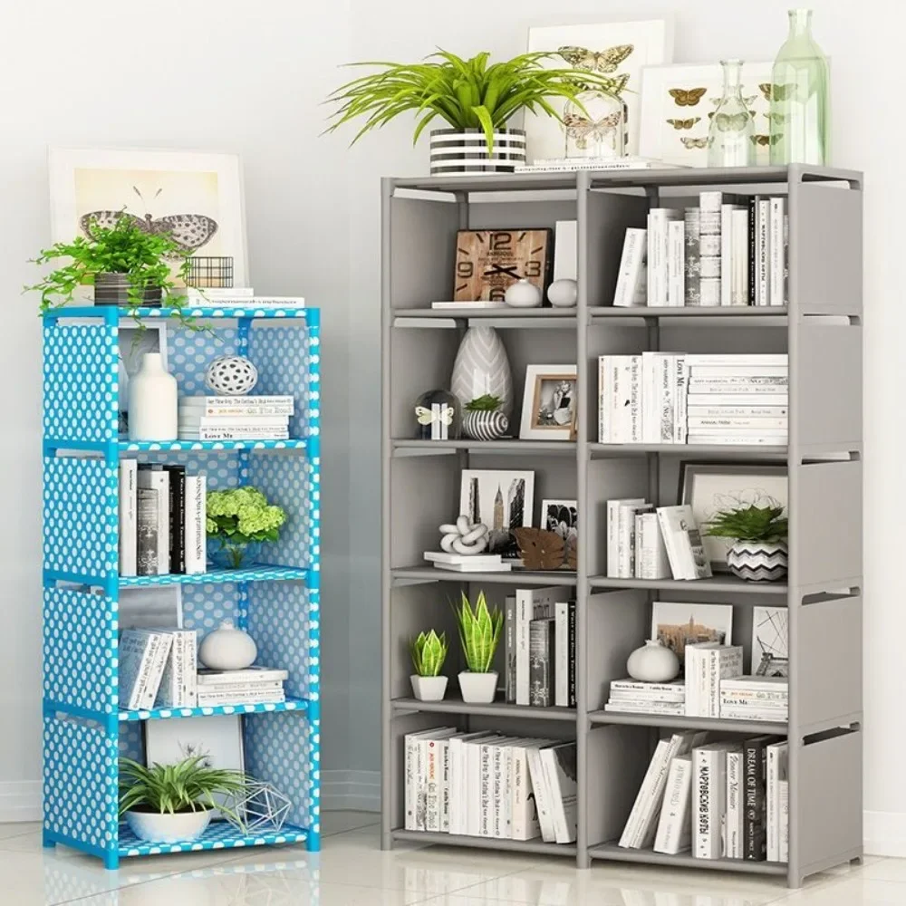 Storage Rack Book Display Stand 5 Tier Simple Bookshelf Easy Assembly Bookcase DIY Nonwoven Corner Sundries Can Be Moved Creative Organizer Debris Rack