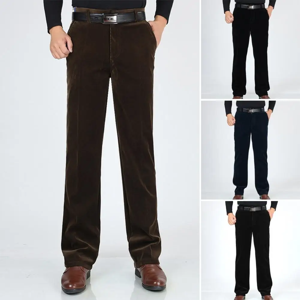 

Sweatpants Men Long Trousers Cozy Corduroy Stylish Mid-aged Men's Winter Trousers with Warmth Comfort Versatility
