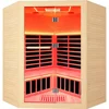 Far Infrared Home Sauna Room, Red Light Wooden Indoor Dry Sauna, Indoor Corner Sauna Spa with Full Spectrum Heater, Floor Heater 1