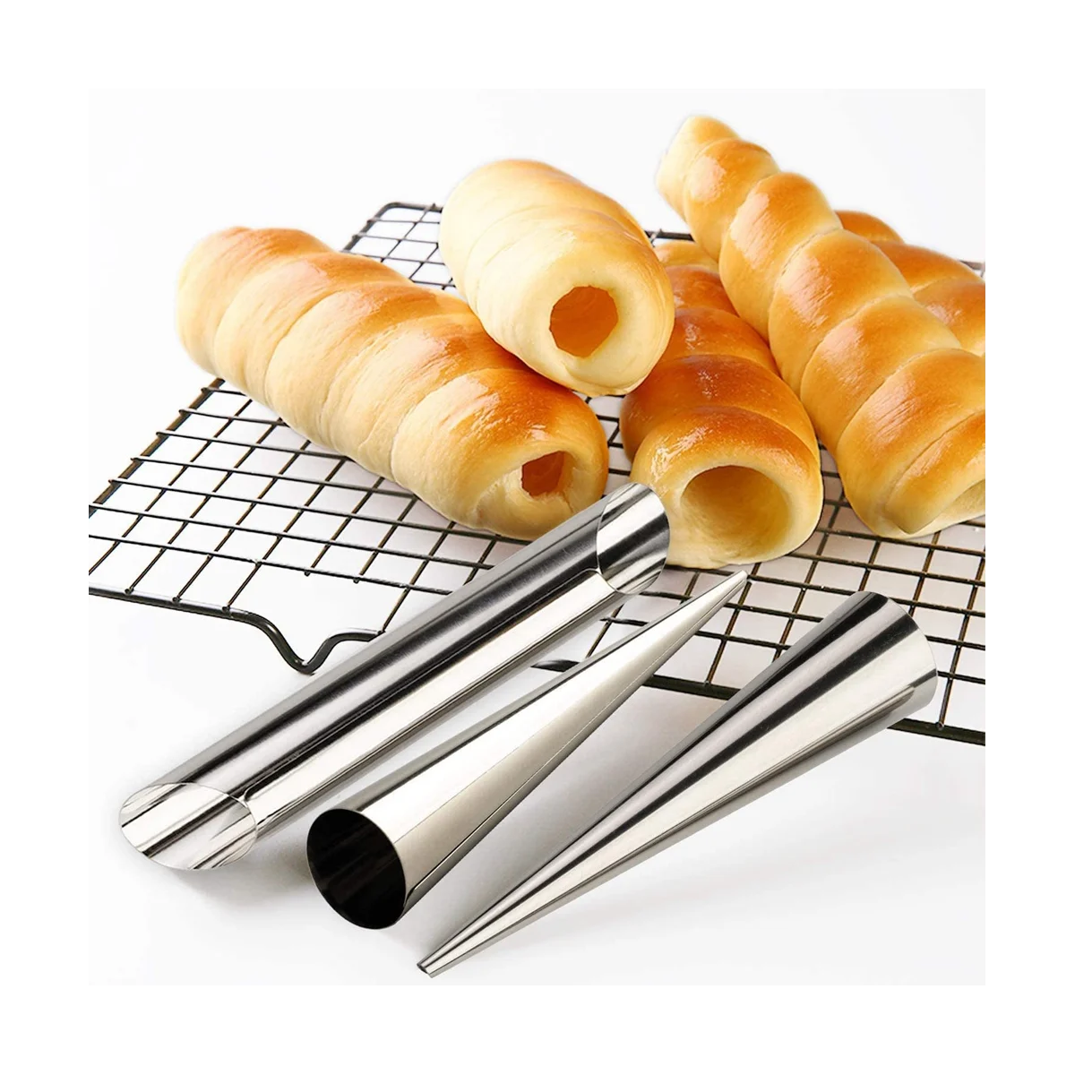 Cannoli Set Di Stampi Da Forno, Set Di Stampi Per Corno Di Crema Stampi Per Tubi In Acciaio Inossidabile Crema Stampo Da Forno A Cono