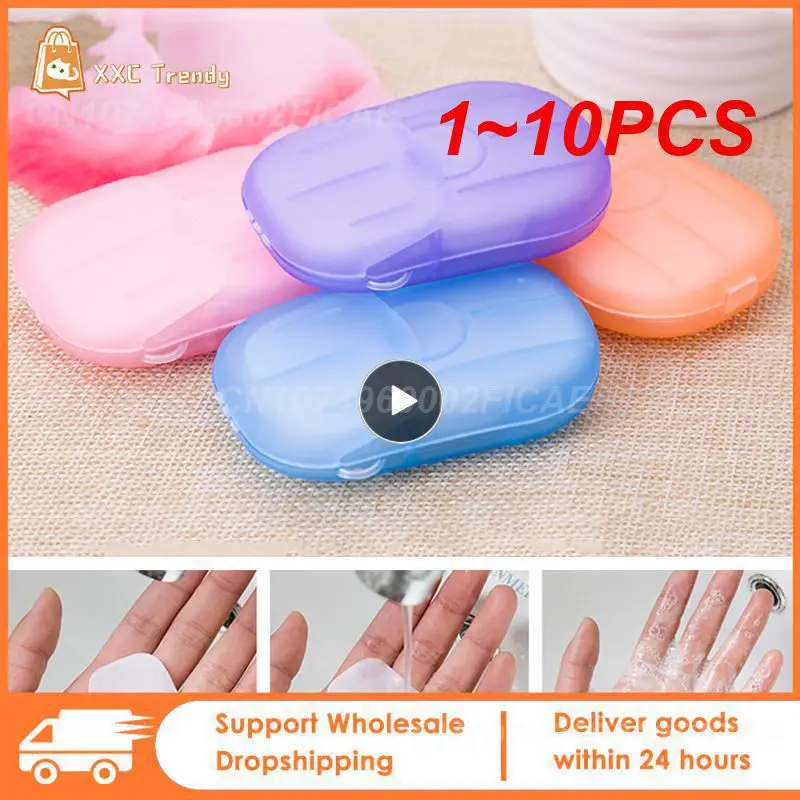 

1~10PCS Box Travel Portable Disinfecting Paper Soaps Washing Hand Mini Disposable Scented Slice Sheets Foaming Soap Case Paper