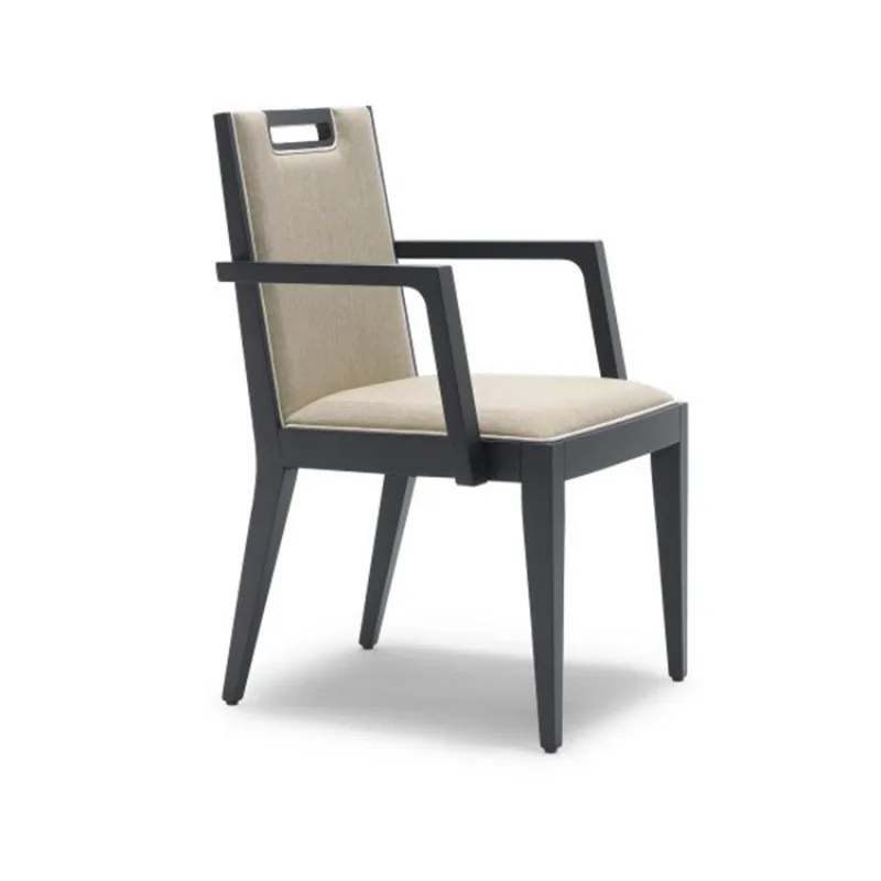 

Customized Hotel Chairs with Black Solid Wood Backrest Design Restaurant Chairs