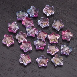 20pcs Colorful Star - Shaped Lampwork Glass Beads for DIY Jewelry and Crafts (Golden Blue Rose)
