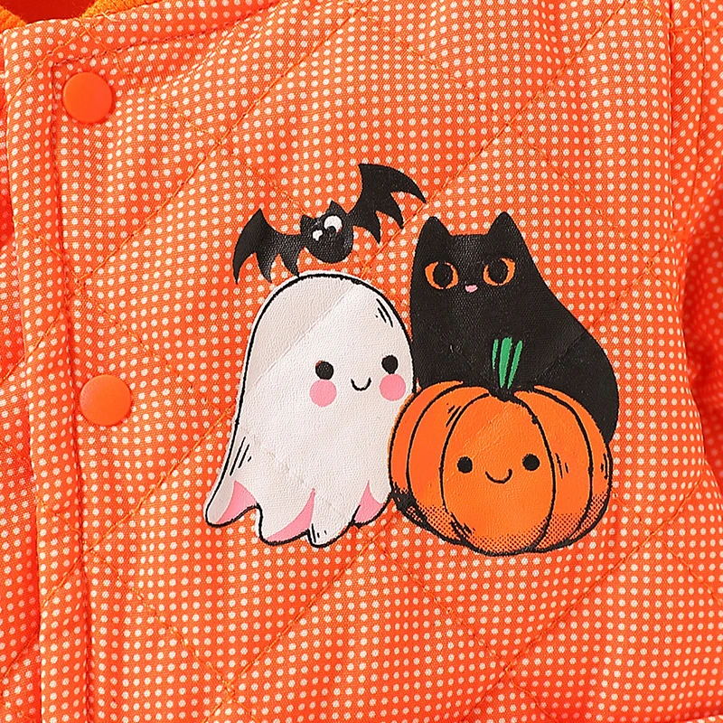 Autumn Winter Newborn Girls Clothes Halloween Cartoon Cute Pumpkin Warm Thick Outerwear Baby Tops Jacket Toddler Coat BC406