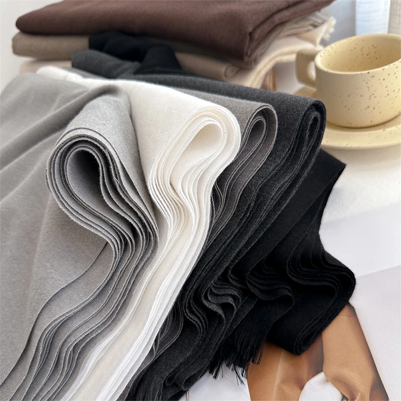 Mode Winter Kaschmir Schal für Frauen Warme Einfarbig Wraps Schals Bandana Foulard Halstuch Poncho Echarpe Pashmina Stolen – Detail 6
