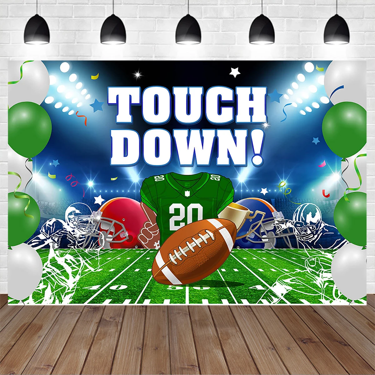 

Newborn Boy Sport Rugby Football Theme Birthday Photography Background Green Field Score Carnival Family Party Backdrop Props