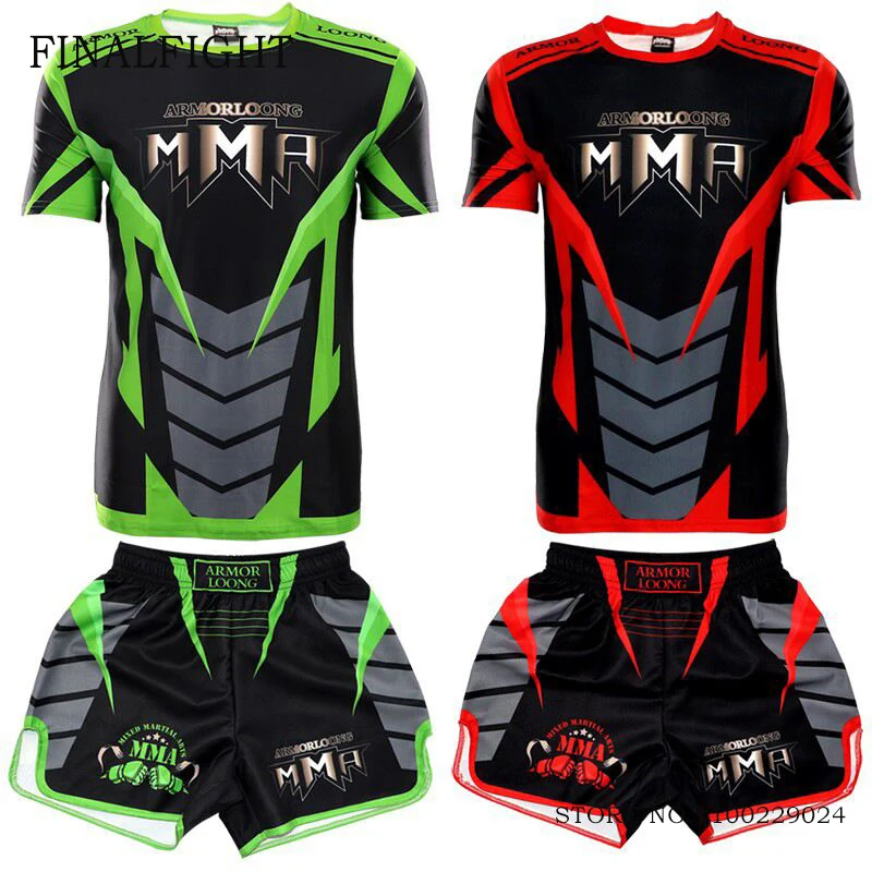 

Boxing Shorts MMA T Shirt Set Kickboxing Fight Pants Muay Thai Shirts Combat Sparring Grappling Kickboxing Martial Arts Uniform