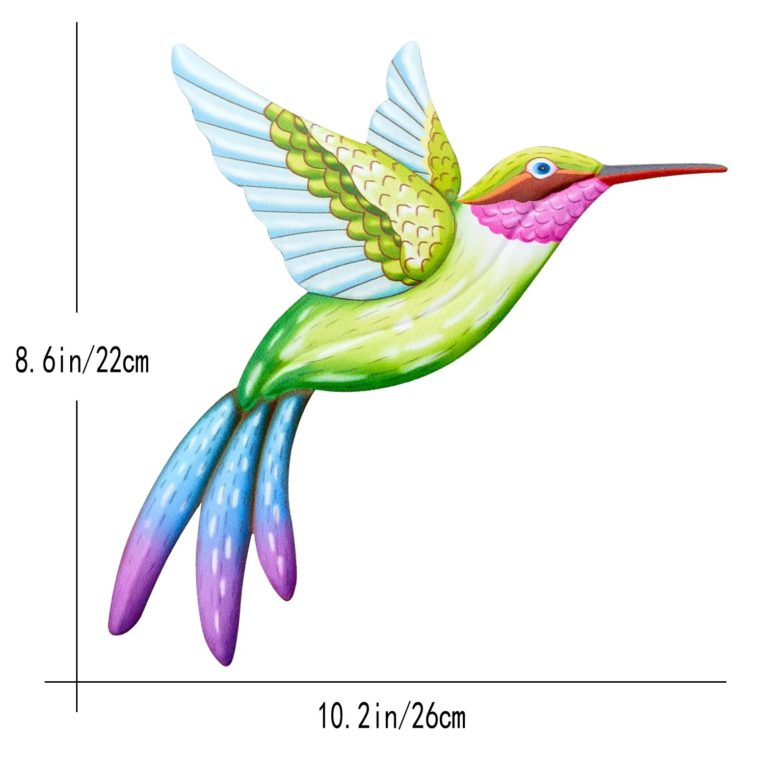 Metal Bird Wall Art Sculpture Big Hummingbird Outdoor Hanging Ornament for Garden/Home Decoration 2