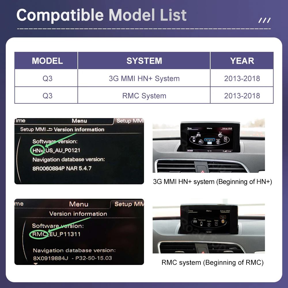 Road Top 12,3 "pantalla Linux Multimedia para Audi Q3 2013-2018 inalámbrico CarPlay Android Auto Airplay reproductor de Radio para coche 2