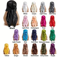 Solid Color Large Bandana Classic Satin Square Scarf Women Imitation Silk Neckerchief Windproof Shawl Head Wrap Hair Accessories 2